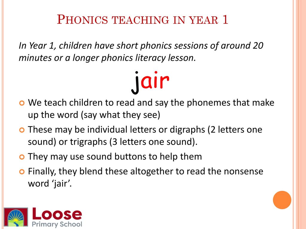 Phonics teaching in year 1
