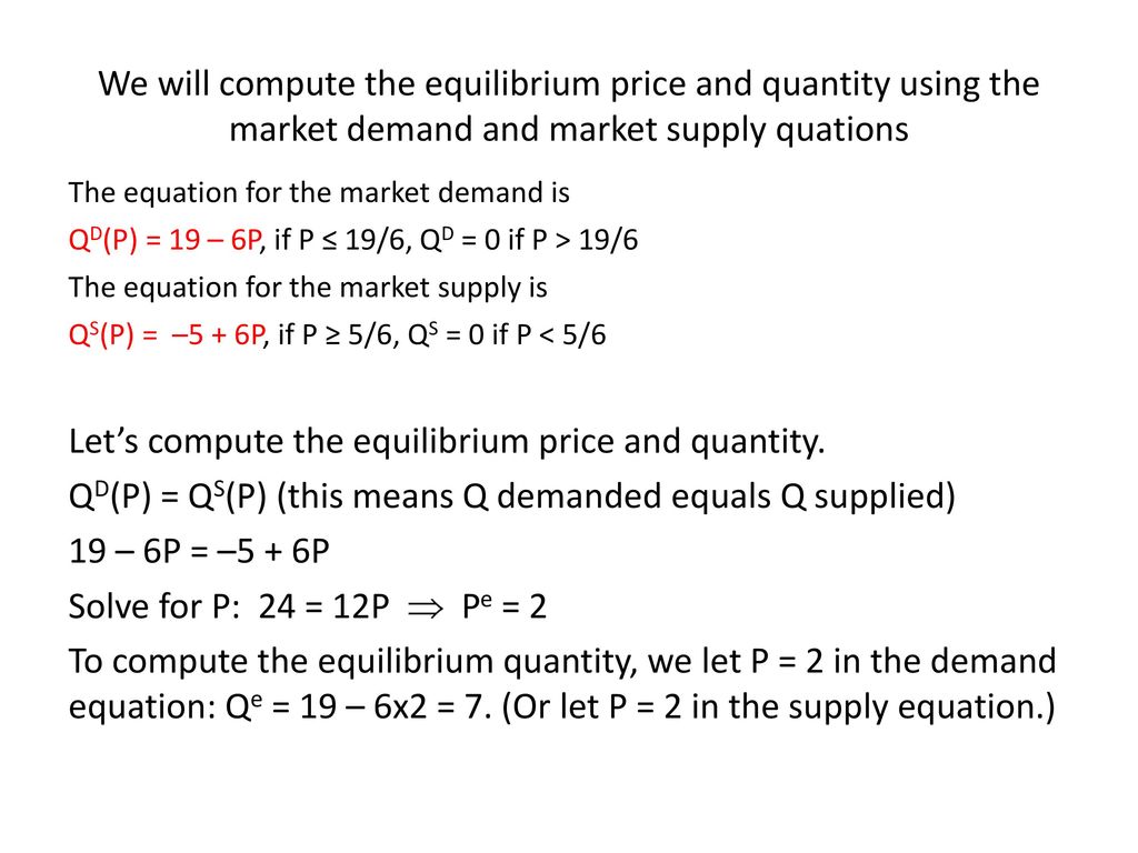 Let’s compute the equilibrium price and quantity.