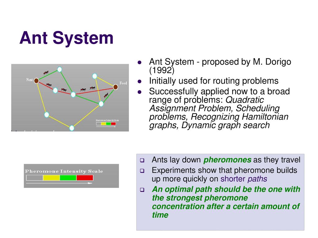 Ant System Ant System - proposed by M. Dorigo (1992)