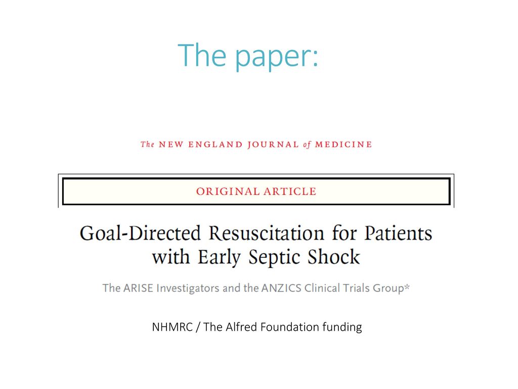 The paper: NHMRC / The Alfred Foundation funding