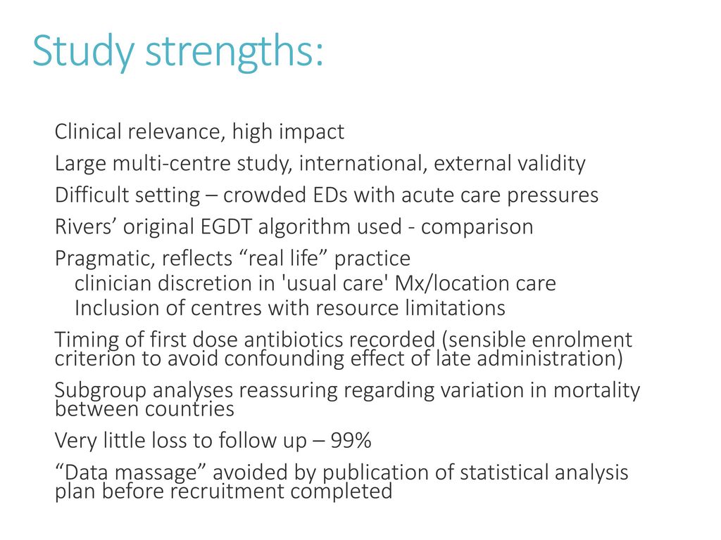 Study strengths: Clinical relevance, high impact