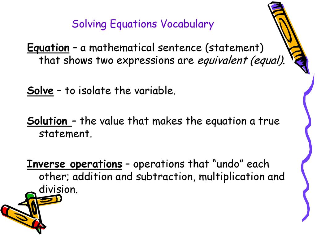 Solving Equations Vocabulary