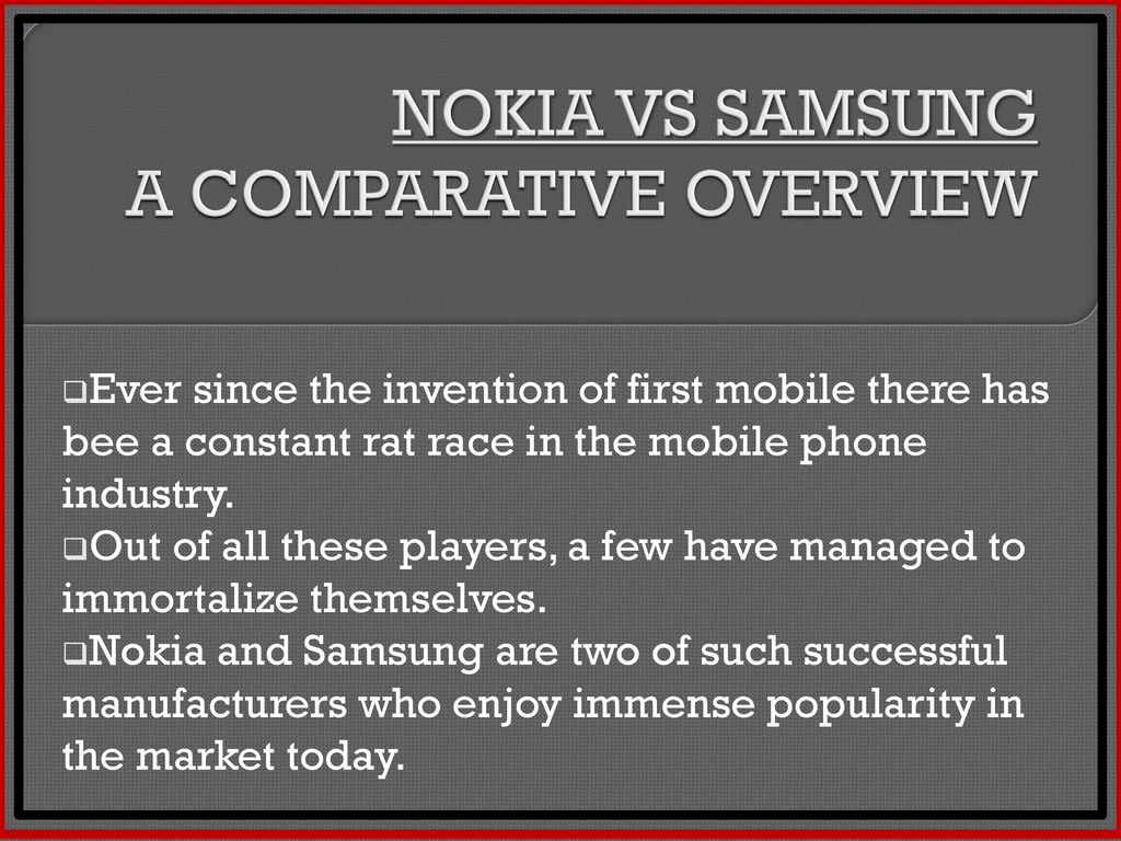 comparison between nokia and samsung company