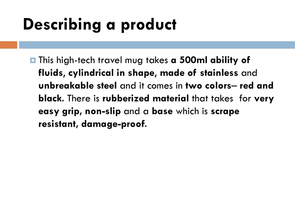 Describing a product
