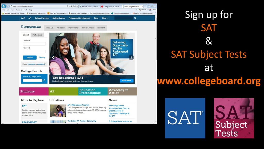 Sign up for SAT & SAT Subject Tests at