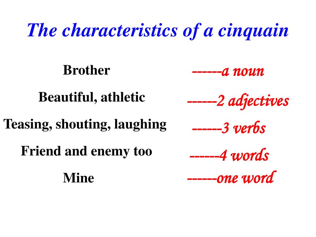 The characteristics of a cinquain