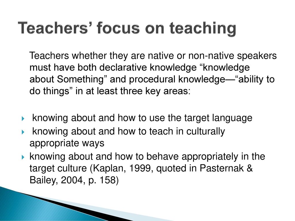 Teachers’ focus on teaching