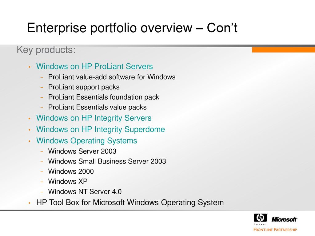 HP/Microsoft Frontline Partnership ppt download