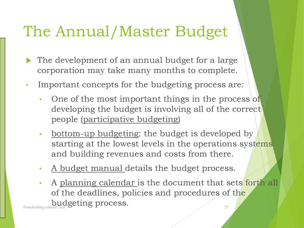 The Annual/Master Budget