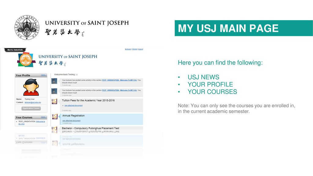 MY USJ MAIN PAGE Here you can find the following: USJ NEWS