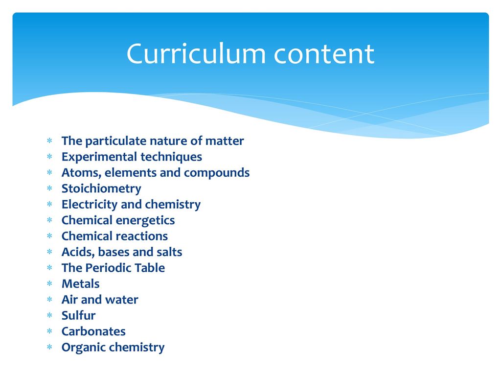 Curriculum content The particulate nature of matter