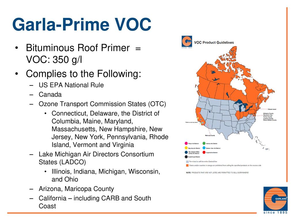 GarlaPrime™ VOC. GarlaPrime™ VOC GarlaPrime VOC Features & Benefits Air Quality Compliant