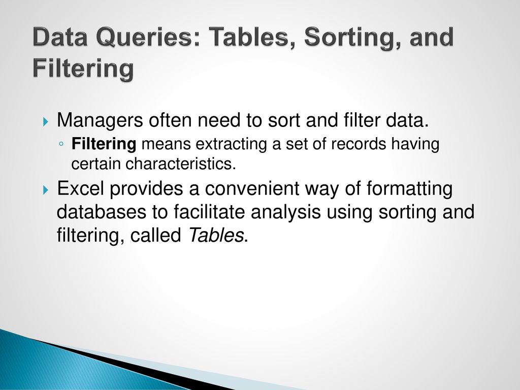 Data Queries: Tables, Sorting, and Filtering