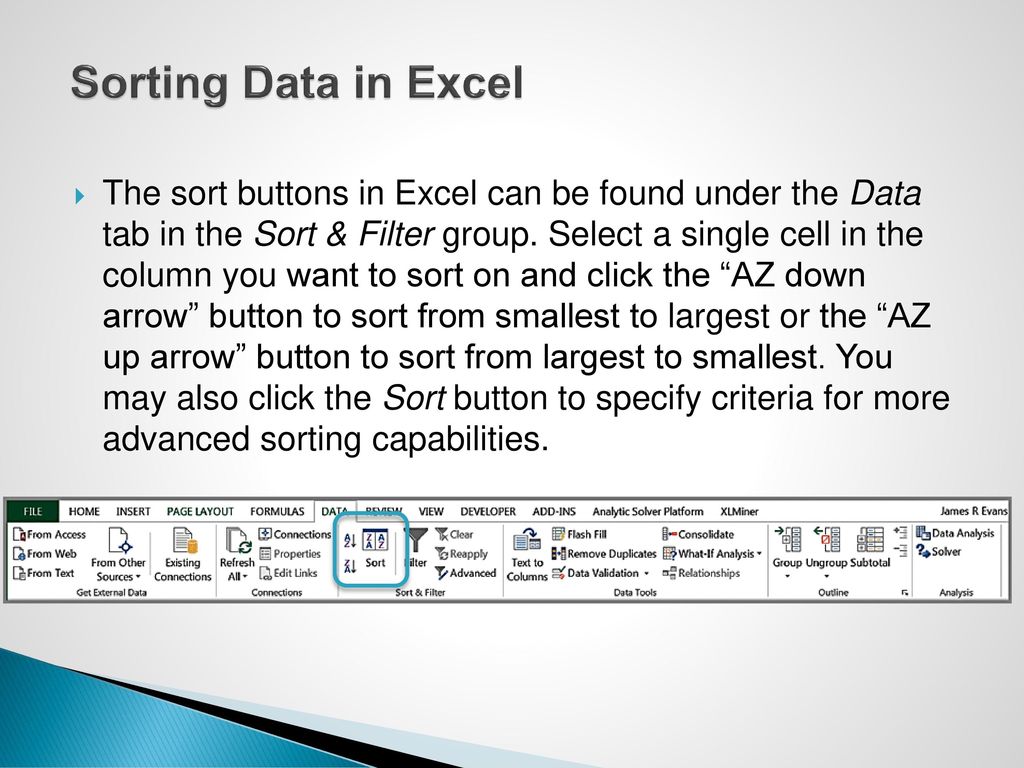 Sorting Data in Excel