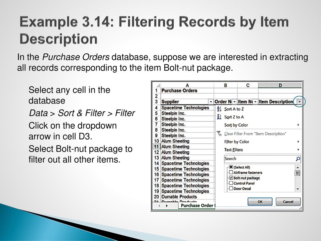 Example 3.14: Filtering Records by Item Description