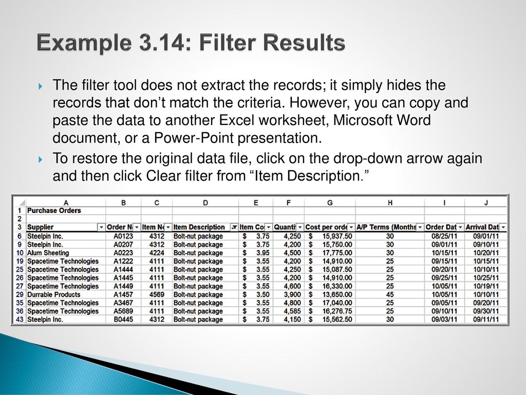 Example 3.14: Filter Results