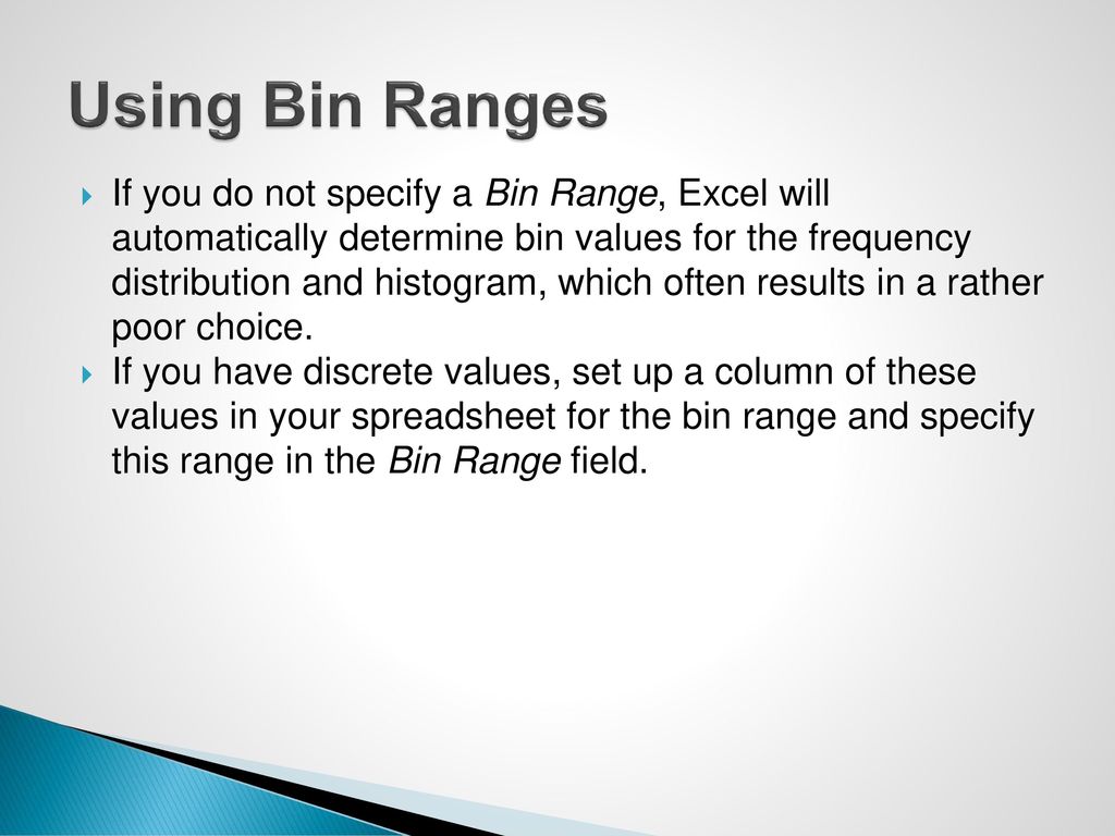 Using Bin Ranges