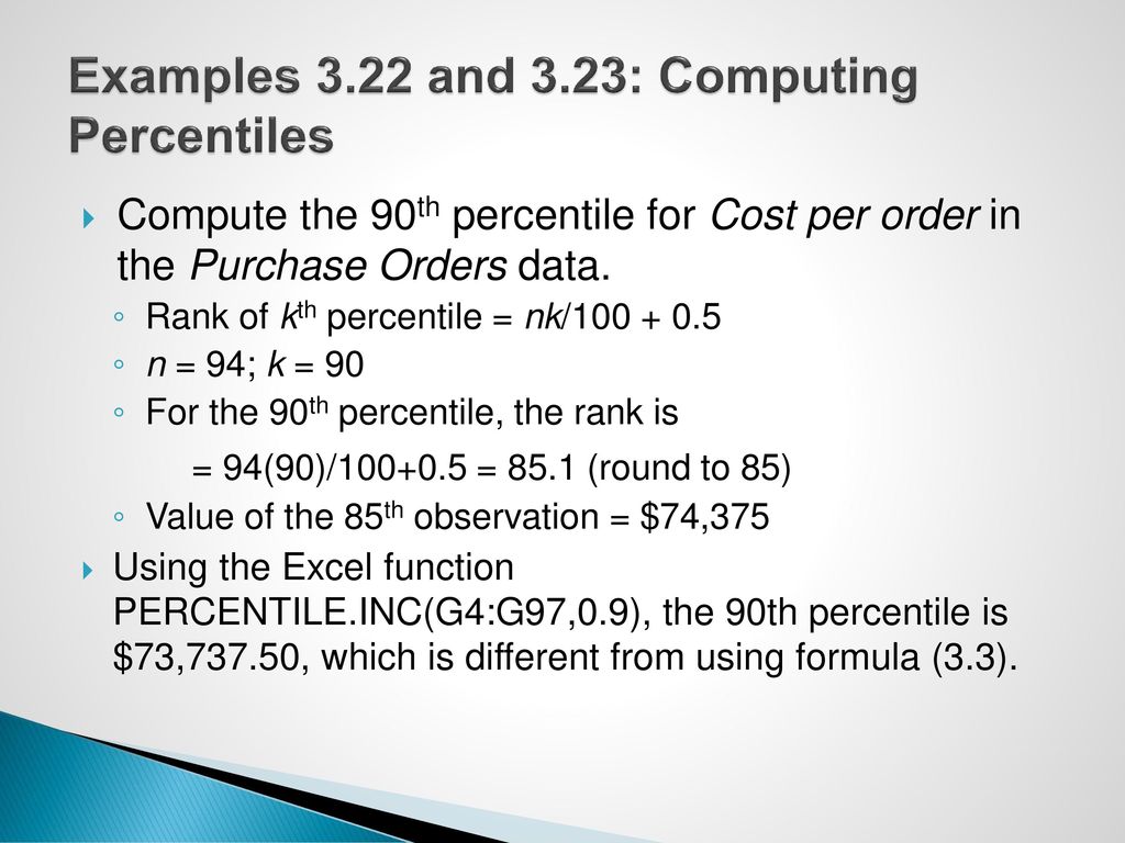 Examples 3.22 and 3.23: Computing Percentiles
