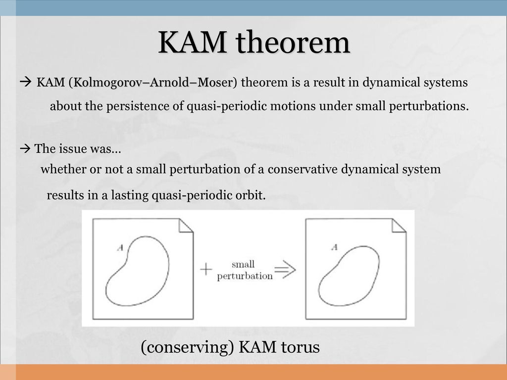 KAM theorem (conserving) KAM torus