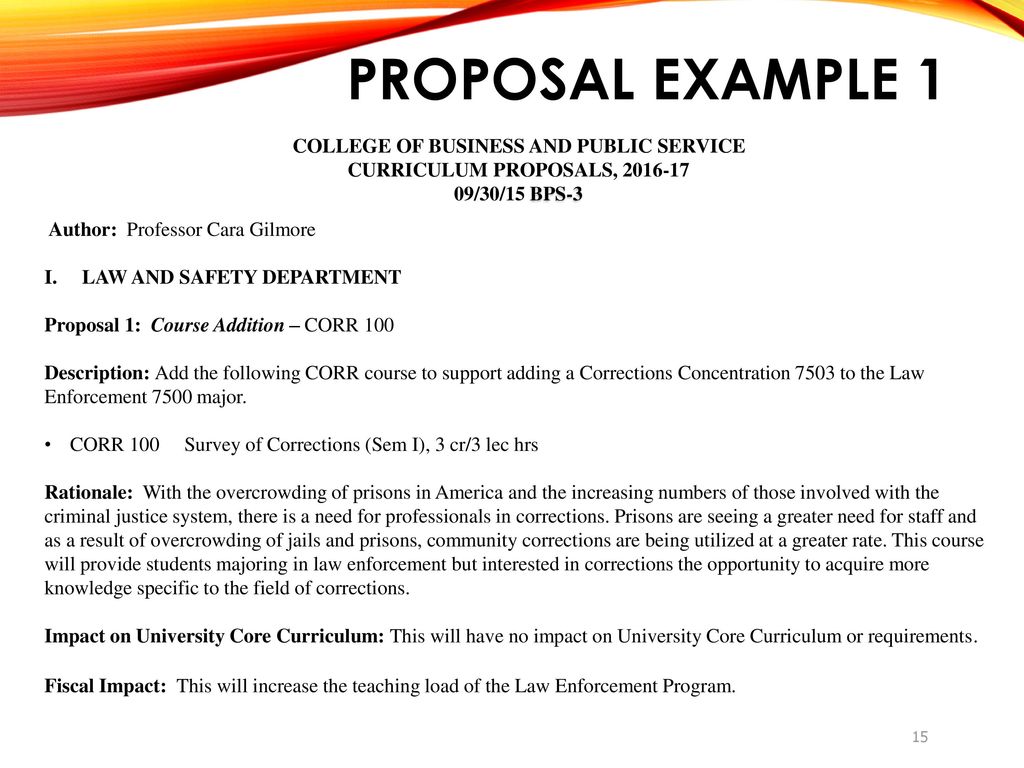 Proposal Example 1 COLLEGE OF BUSINESS AND PUBLIC SERVICE.