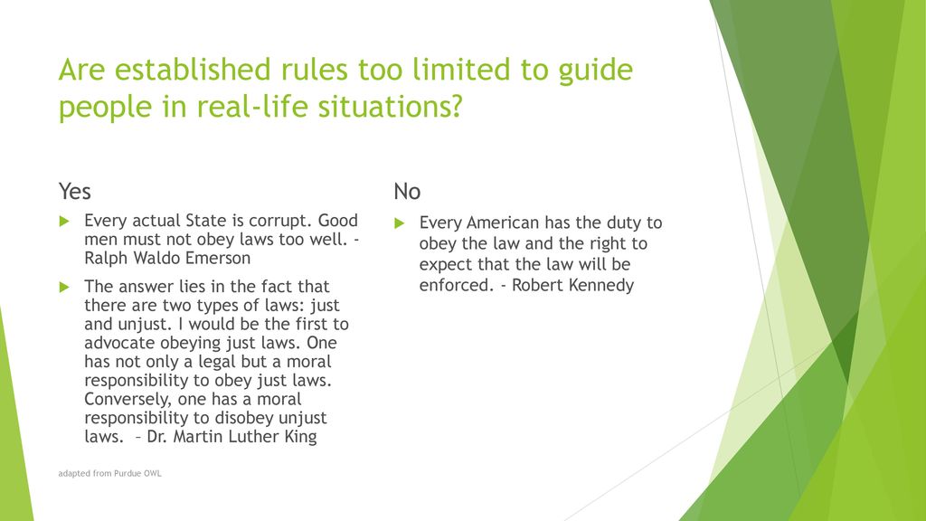 Are established rules too limited to guide people in real-life situations