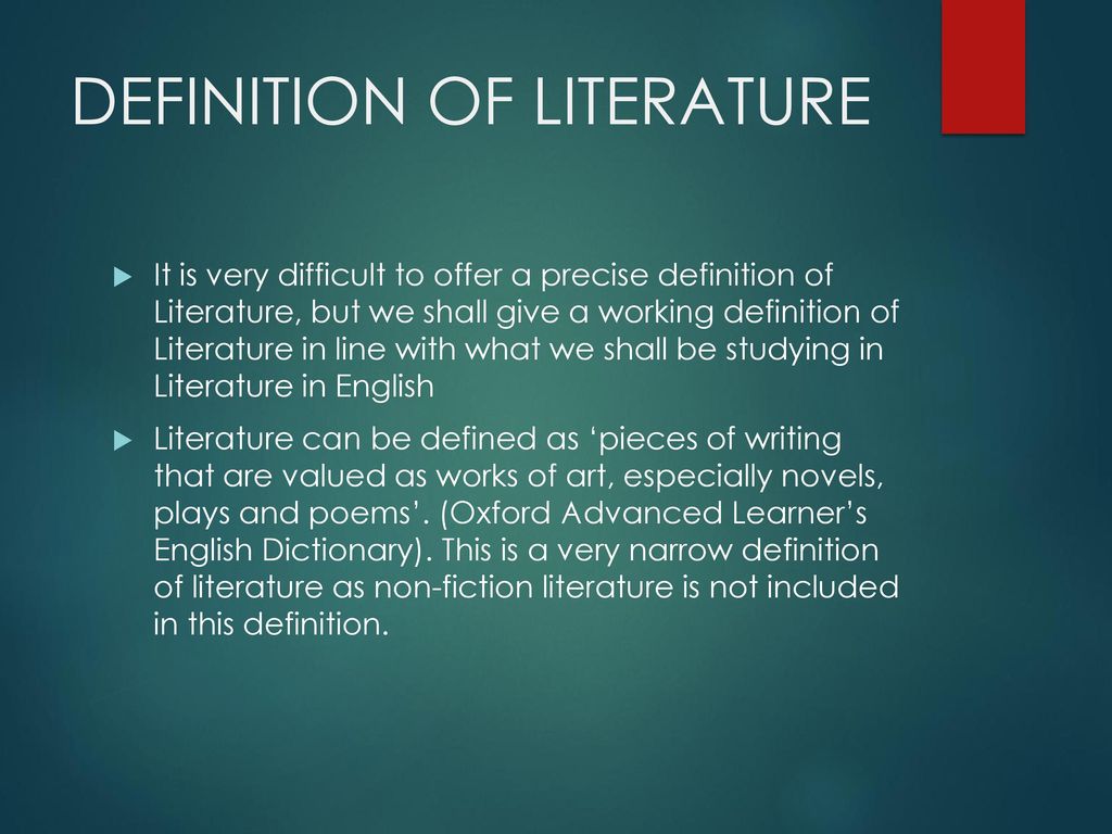 INTRODUCTION TO LITERATURE IN ENGLISH - ppt download
