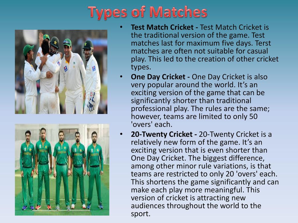 Types of Matches Types of Matches.