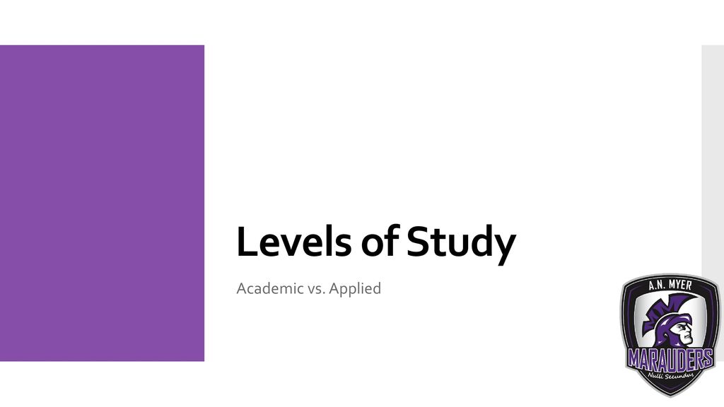 Levels of Study Academic vs. Applied