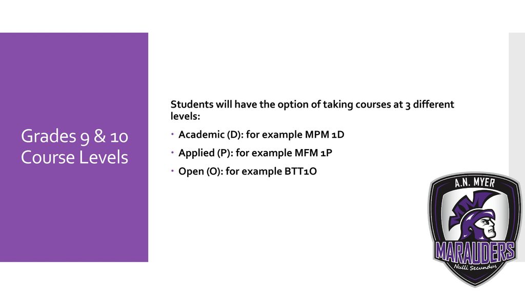 Students will have the option of taking courses at 3 different levels: