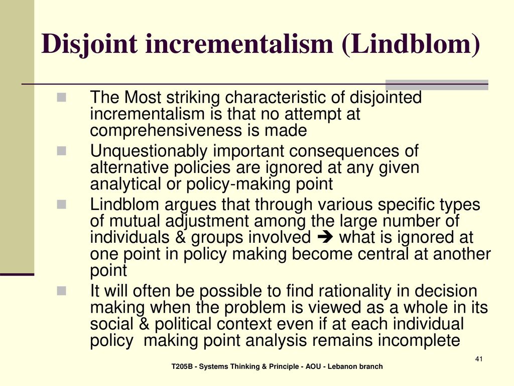 disjointed incrementalism lindblom