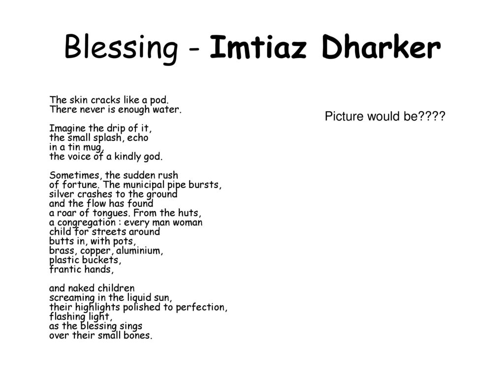 blessing by imtiaz dharker analysis