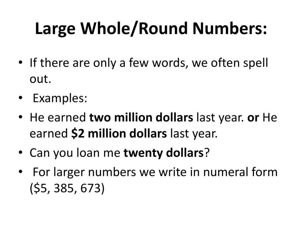 Grammar Rules for Writing Numbers - ppt download