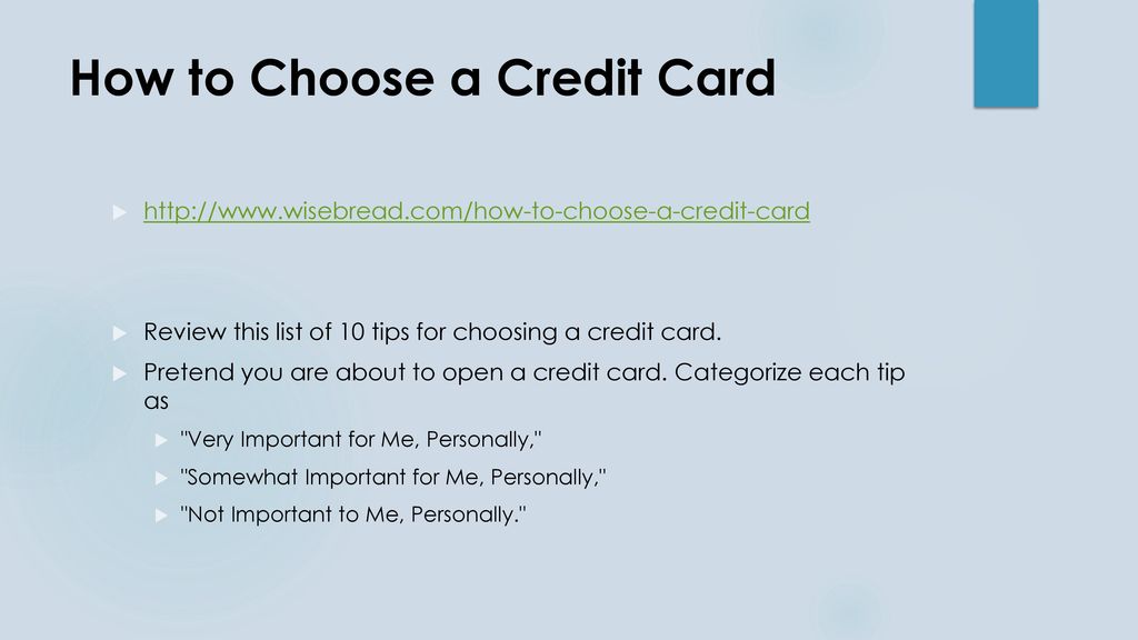 Co není důležité při výběru kreditní karty?