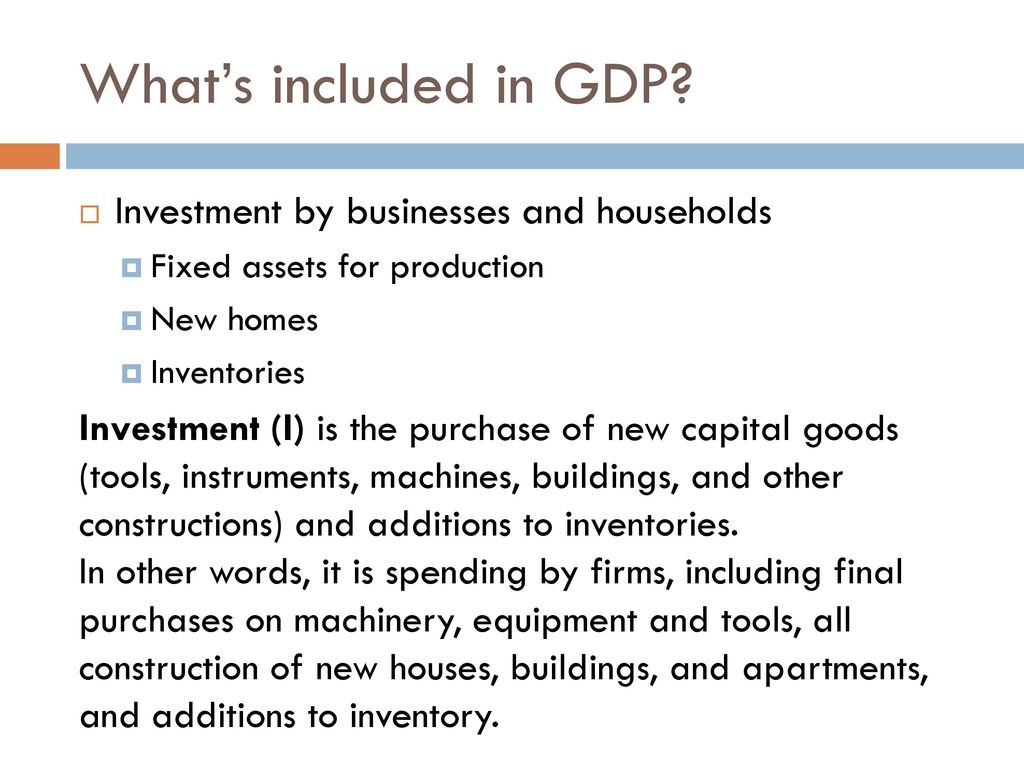 What’s included in GDP Investment by businesses and households
