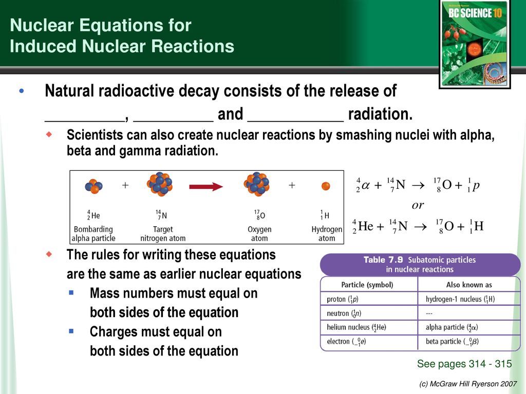 Nuclear Equations for Induced Nuclear Reactions