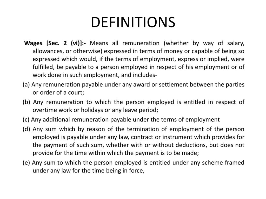 The Payment Of Wages Act Ppt Download