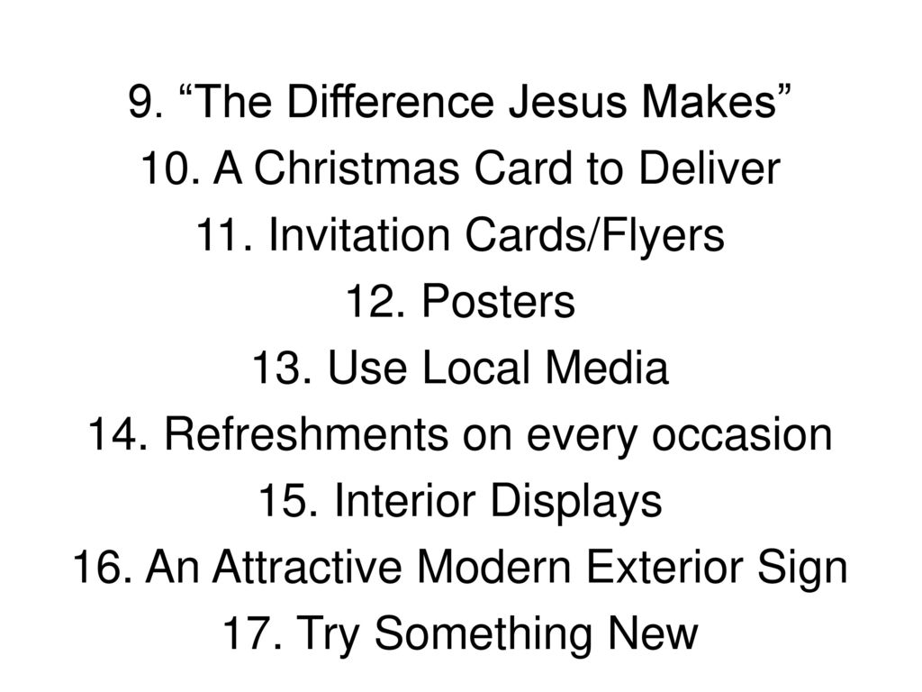 9. The Difference Jesus Makes 10. A Christmas Card to Deliver 11