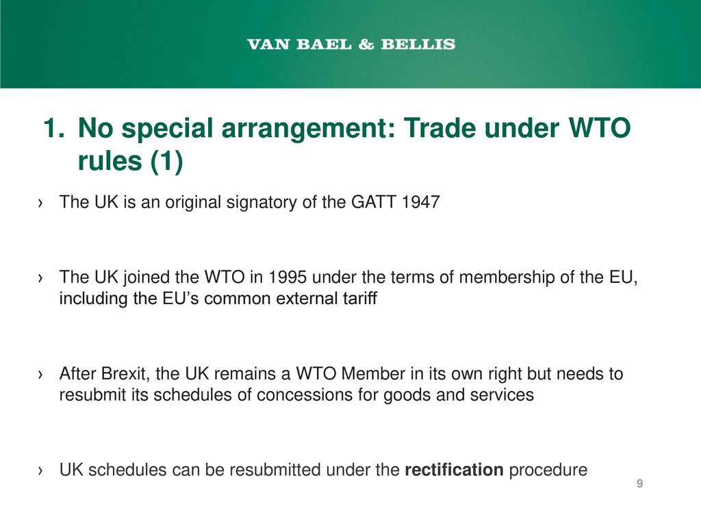 1. No special arrangement: Trade under WTO rules (1)