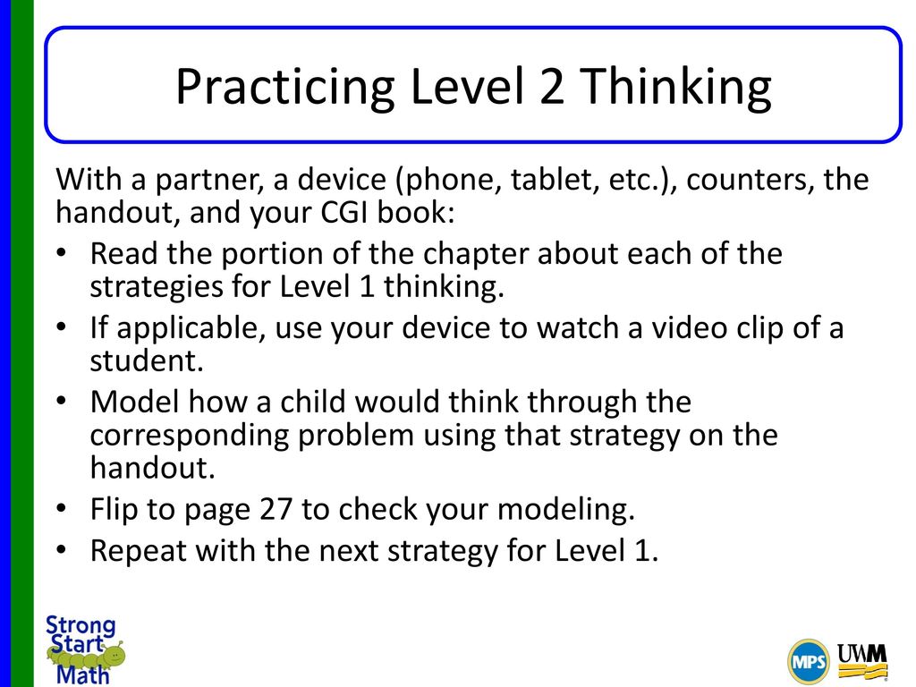 Practicing Level 2 Thinking