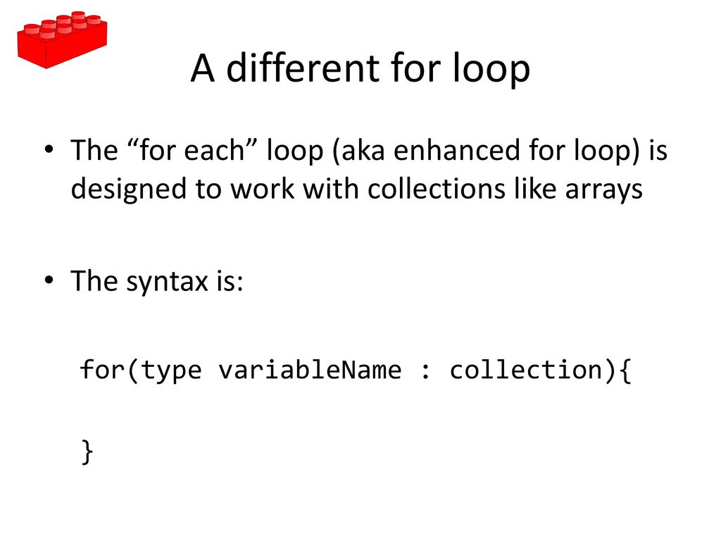 Lecture contents Looping Arrays For each loop while do while for - ppt ...