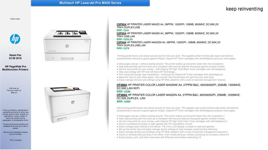 Hp Laserjet Pro M400 Printers Series Ppt Download