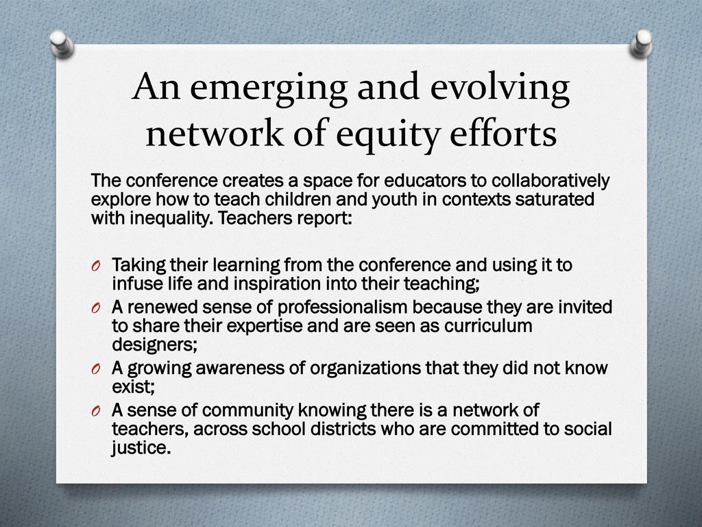 An emerging and evolving network of equity efforts