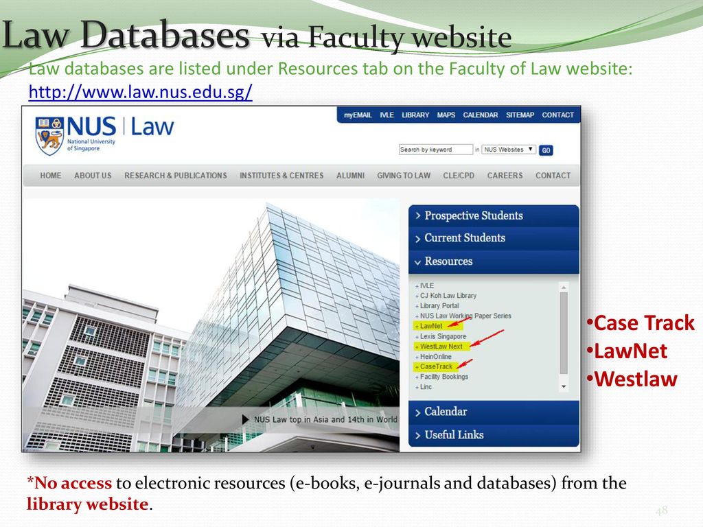 Law Databases via Faculty website