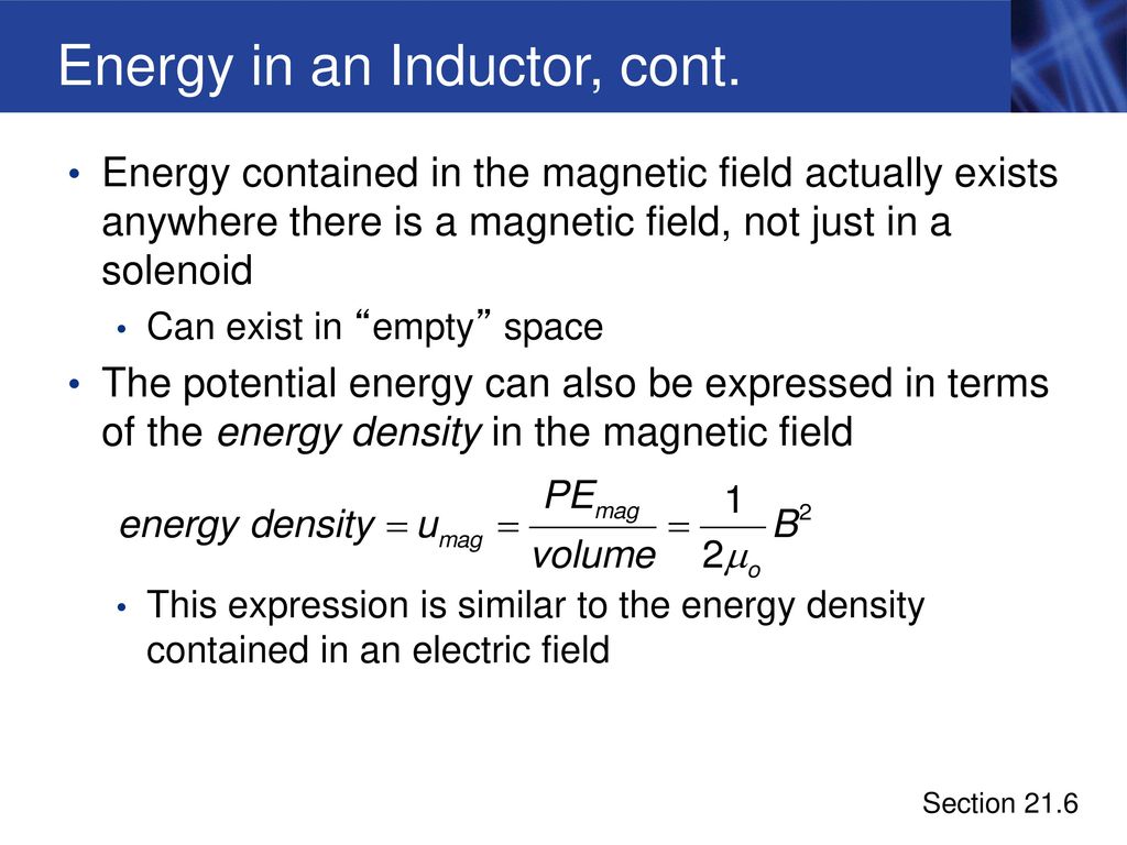 Energy in an Inductor, cont.