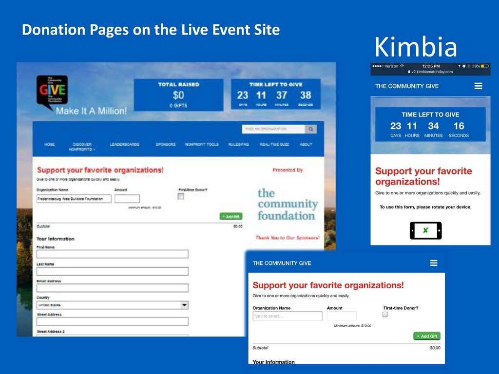 Donation Pages on the Live Event Site