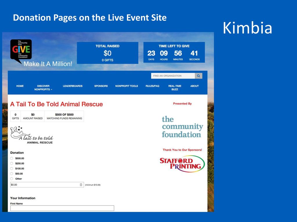 Donation Pages on the Live Event Site