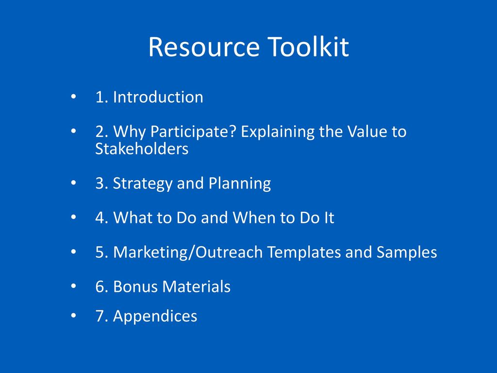 Resource Toolkit 1. Introduction