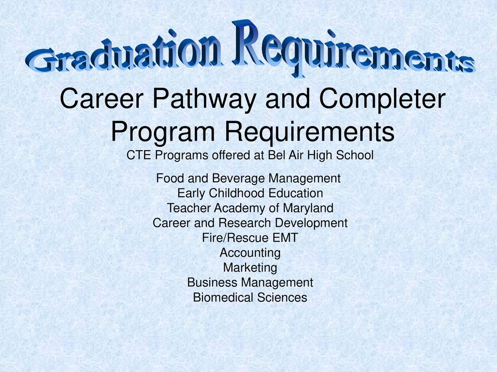 Career Pathway and Completer Program Requirements