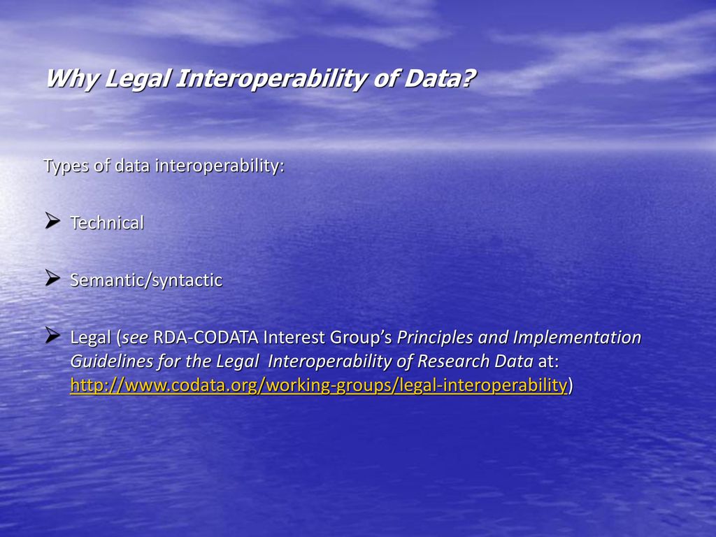 Why Legal Interoperability of Data
