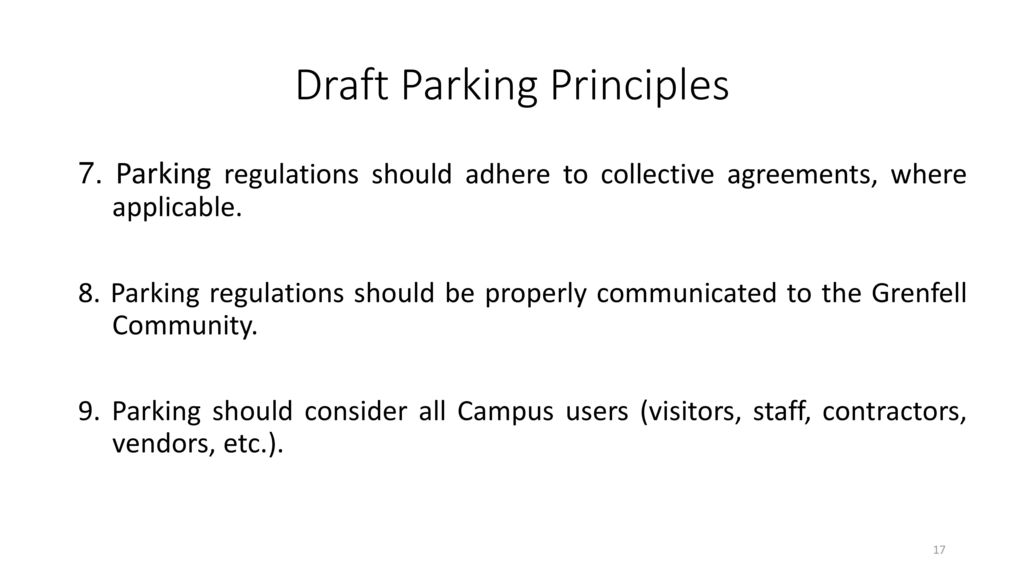 Draft Parking Principles
